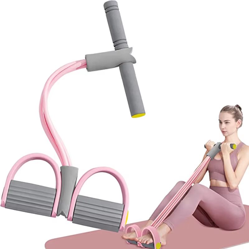 Pilates Yoga Board - 4-Röhren-Widerstandsband-Yoga-Pedalzuggerät, elastisches Zugseil, Fitnessgerät für Bauch-,
