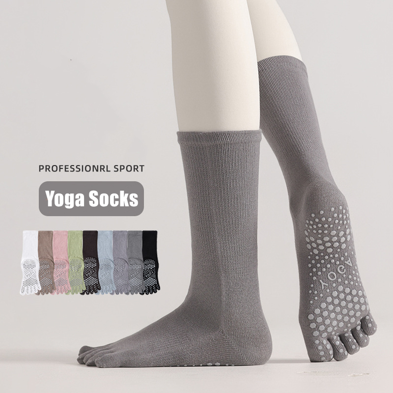 Youtube Yoga Pilates - 1 Paar Damen-Yoga-Socken, Bonbonfarben, Baumwolle, Silikon,