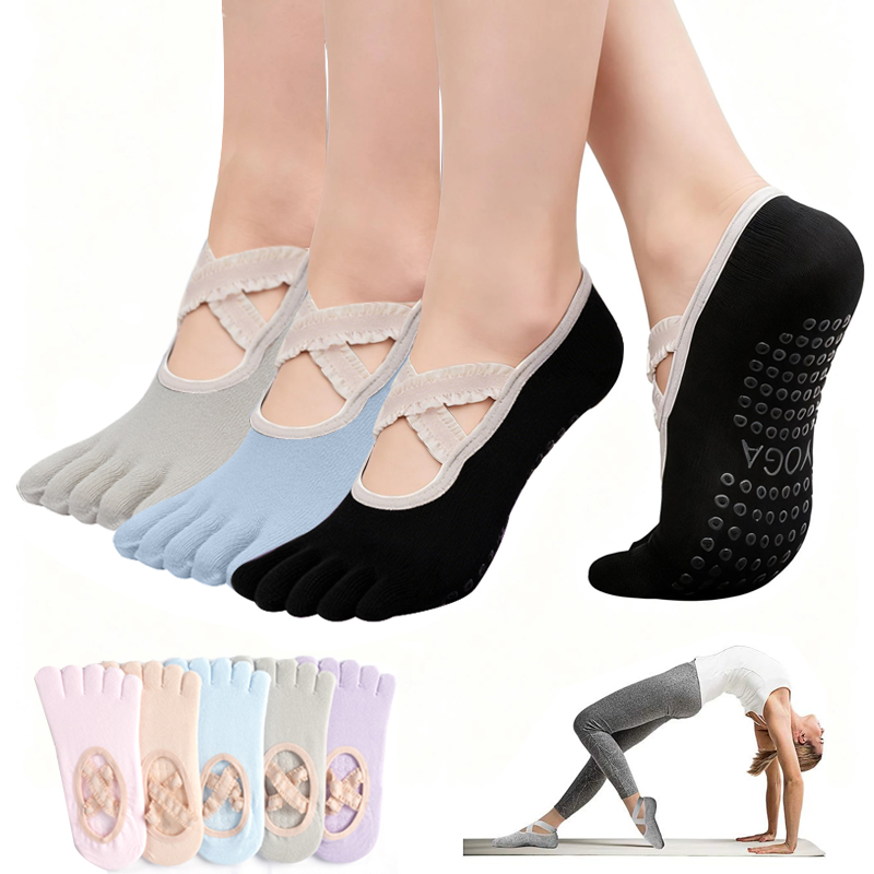 Medias Para Pilates Y Yoga - Rutschfeste Damen-Pilates-Socken mit Spitzenbandage, Yoga-Socken, Sport-Fitness-Atmungsaktive