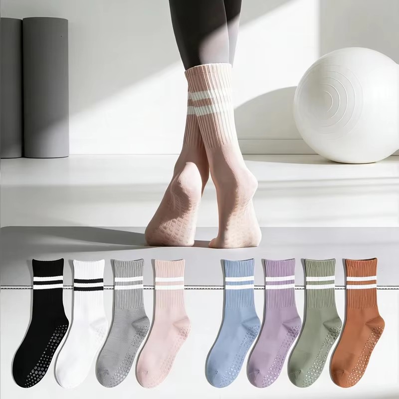 Youtube Yoga Pilates - 1/2/3 Paar Sportsocken aus Baumwolle, mittellang,