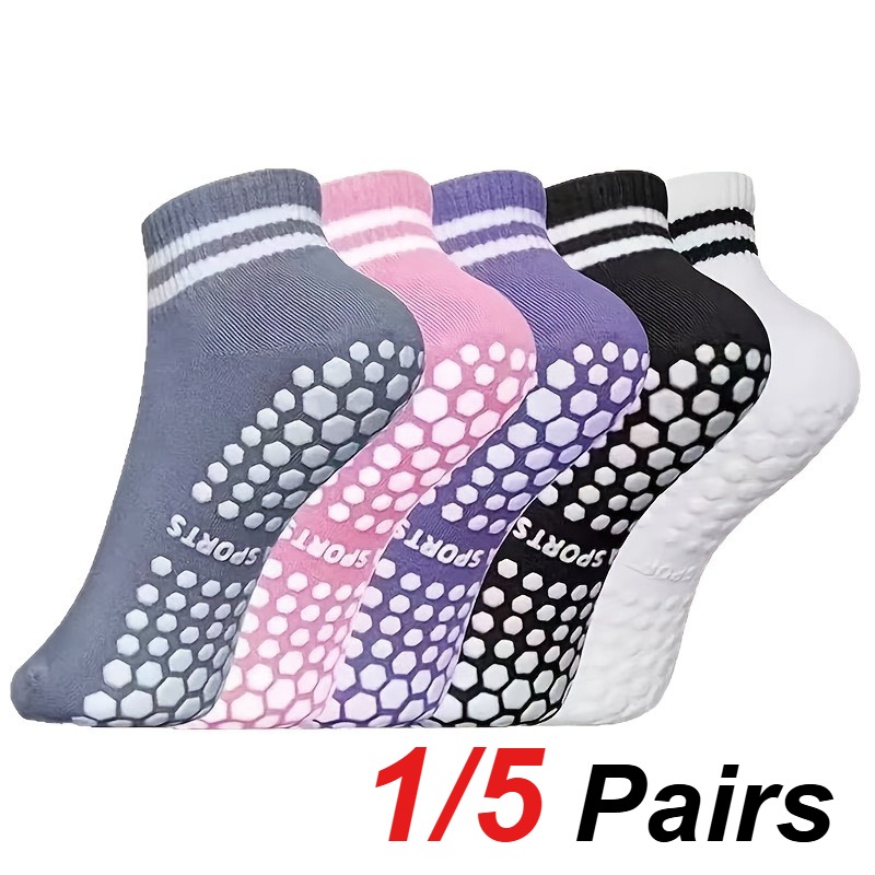 Youtube Yoga Pilates - 1/5 Paar Damen-Silikon-Anti-Rutsch-Socken für Pilates, Yoga,