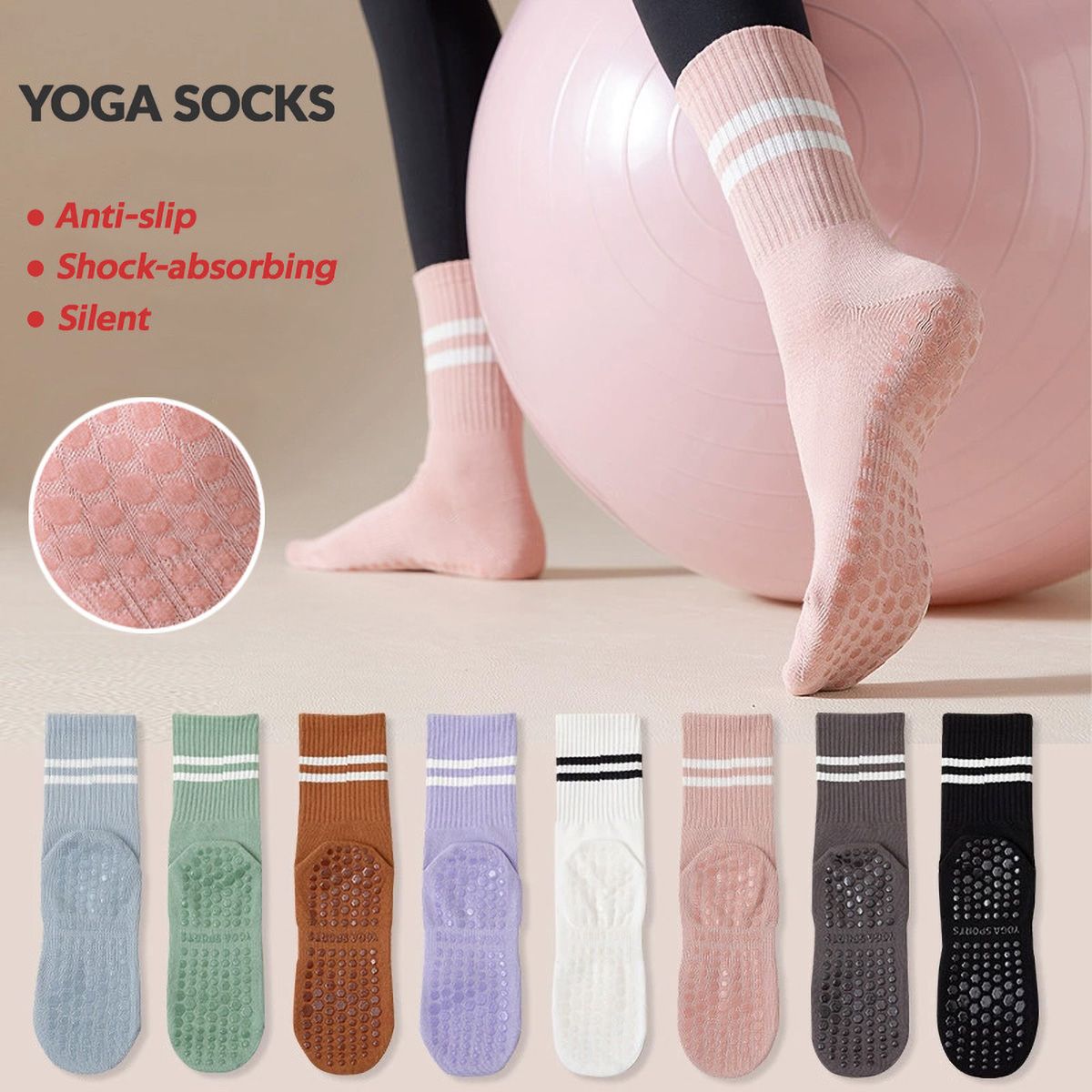 Medias Para Pilates Y Yoga - 3 Paar lange Yoga-Socken mit Griff
