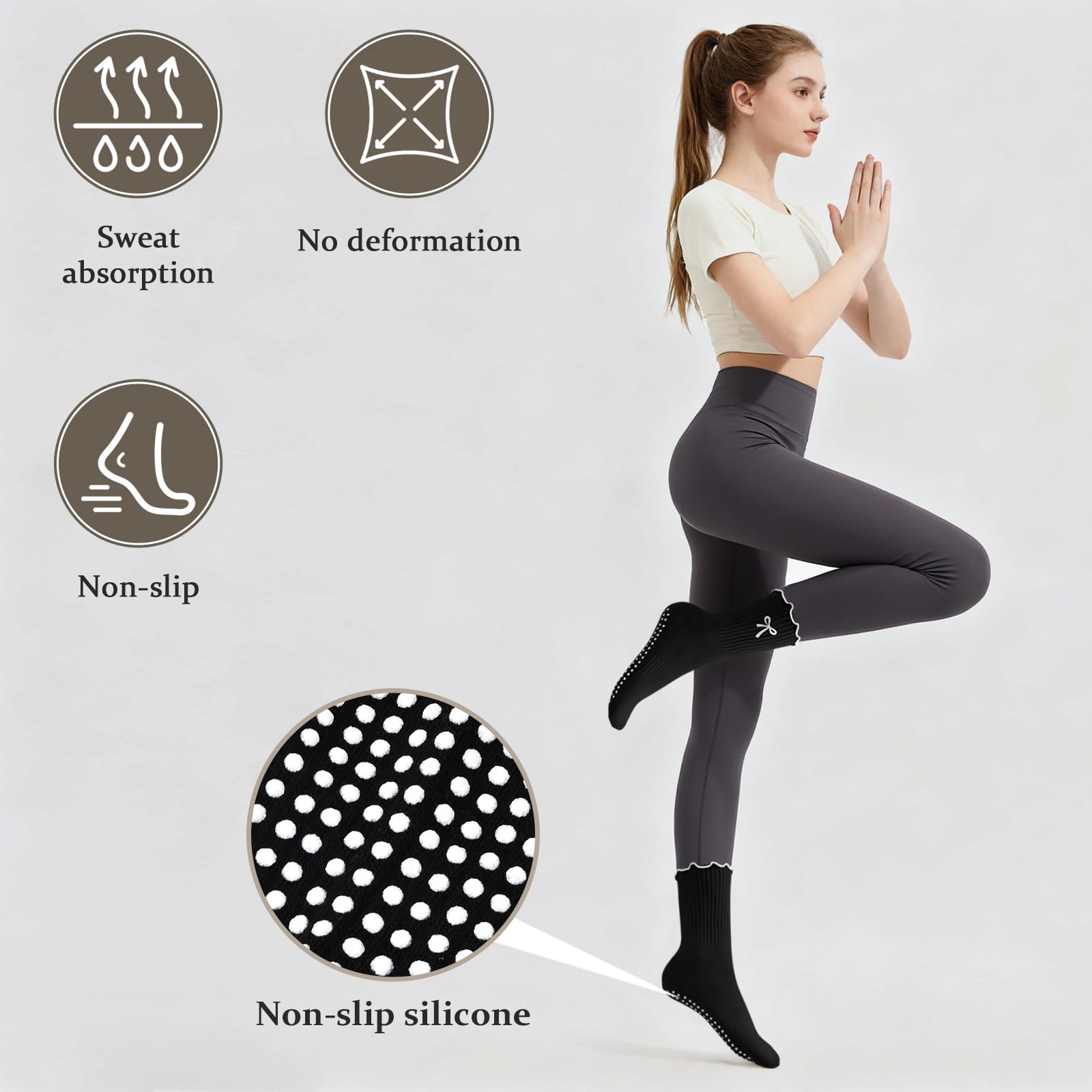 3 Paar rutschfeste Pilates-Soc – Medias Para Pilates Y Yoga Bewertung und Preis