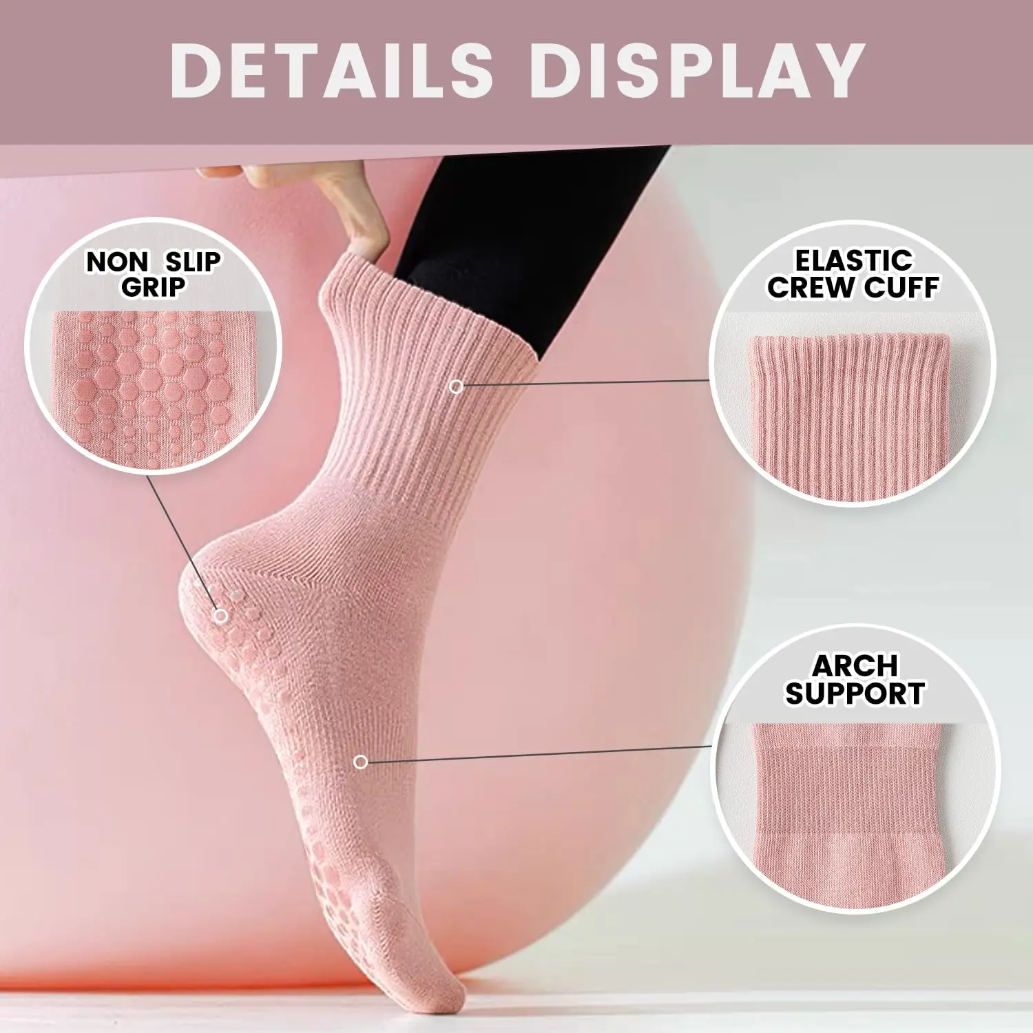 4 Paar Damen-Yoga-Socken, einf – Pilates & Yoga With Harna Bewertung und Preis